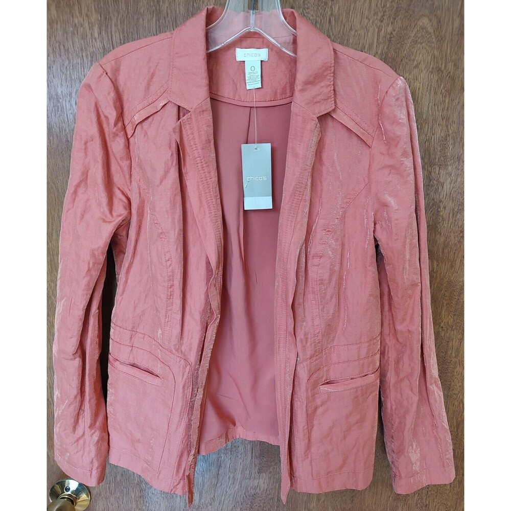 NWT Chico's size 0 (S/4) Shine Blazer Cheryl Dahlia open front long sleeves